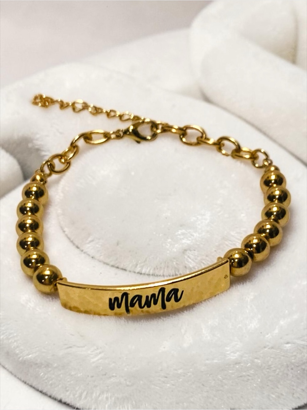 Gold stamped ‘Mama’ Bracelet, gold beads, Paparazzi. "Mom Squad" Adjustable NWOT